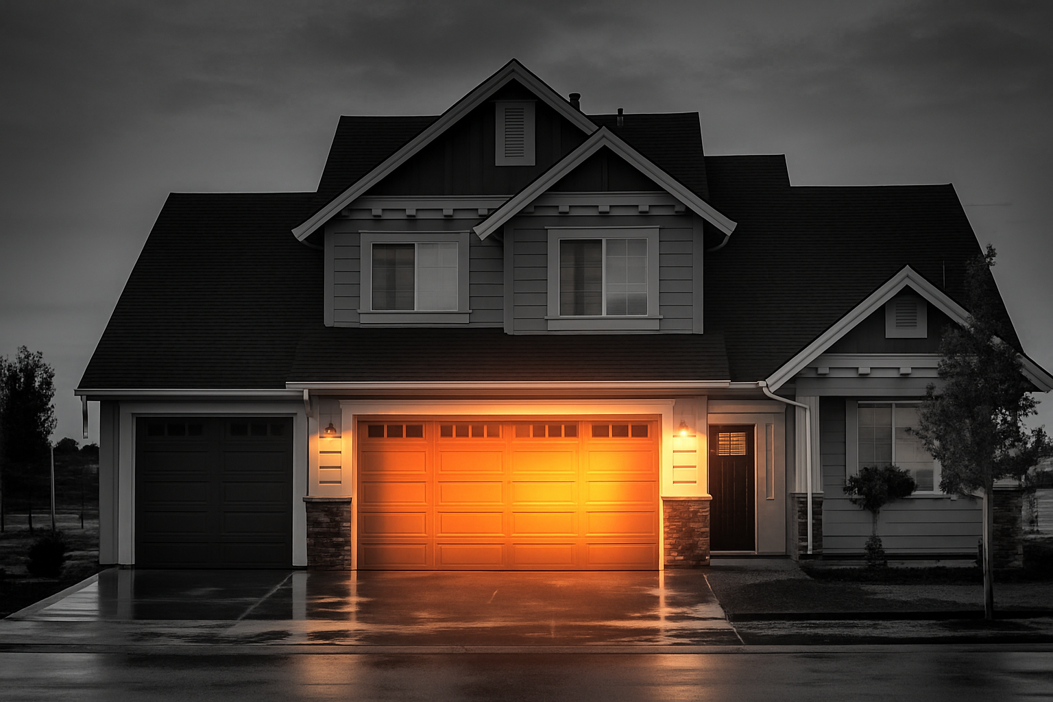 now make the garage pop or glow. All the attention needs to be on the garage